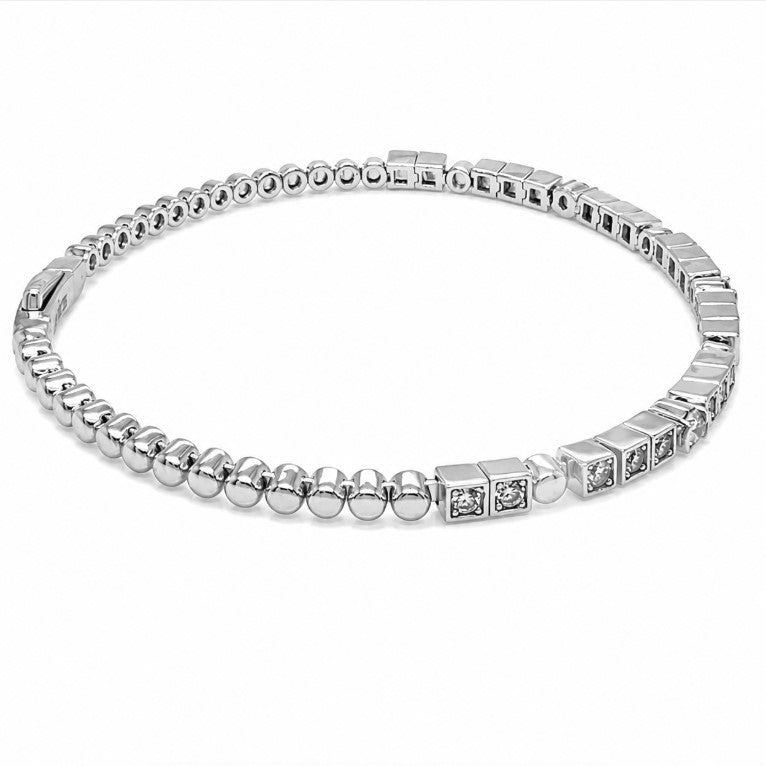 1.08 Ctw Lab Grown Diamond Flex Bangle in 925 Platinum Plated