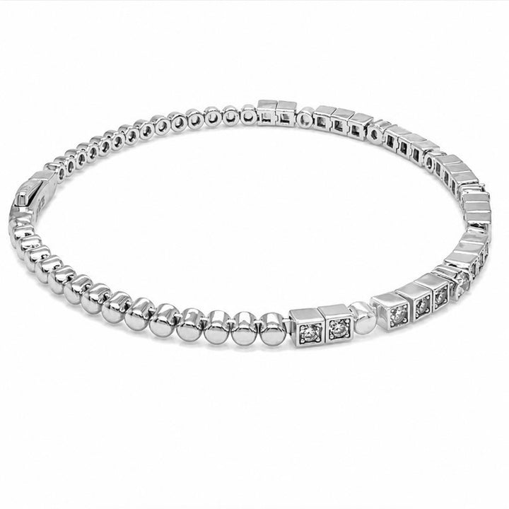 1.08 Ctw Lab Grown Diamond Flex Bangle in 925 Platinum Plated