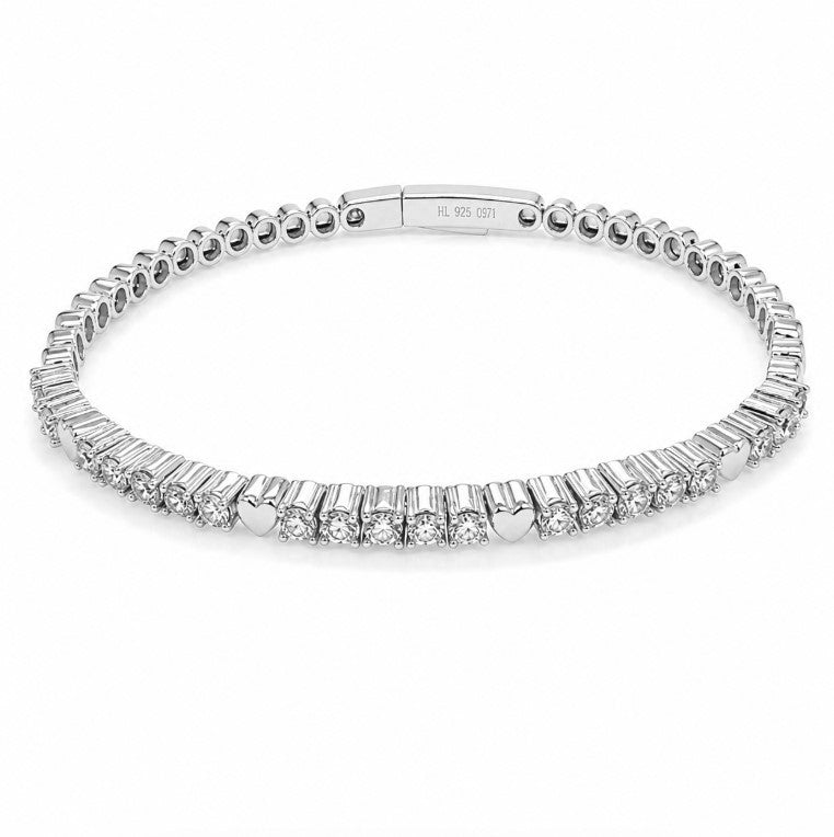 1.06 Ctw Lab Grown Diamond Flex Bangle in 925 Platinum Plated
