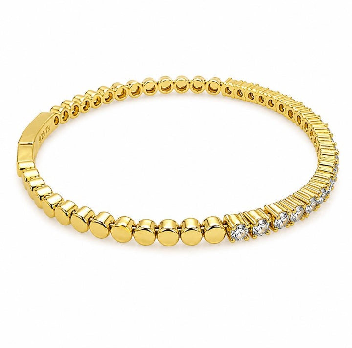 1.06 Ctw Lab Grown Diamond Flex Bangle in 925 Yellow Gold Plated