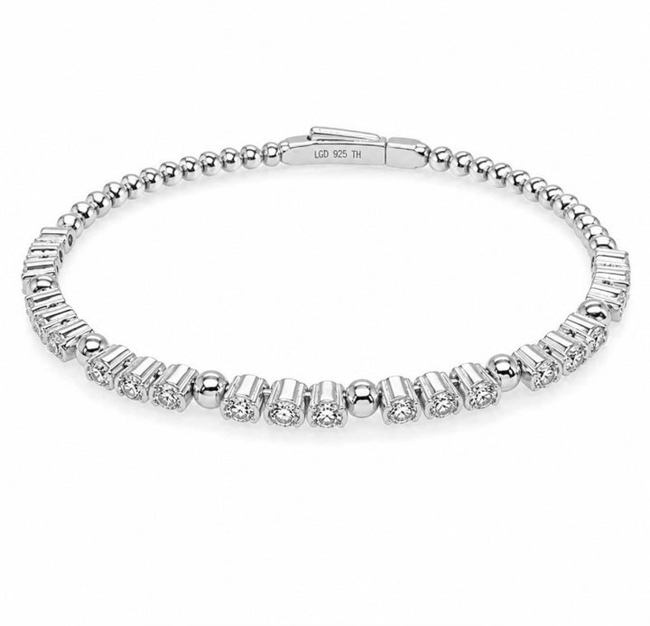 2.12 Ctw Lab Grown Diamond Flex Bangle in 925 Platinum Plated