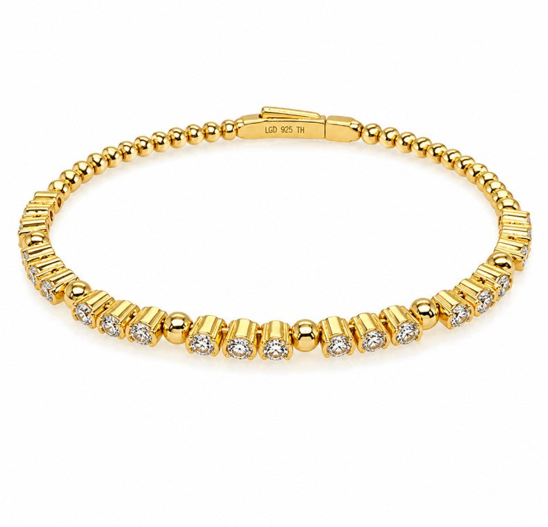 2.12 Ctw Lab Grown Diamond Flex Bangle in 925 Yellow Gold Plated