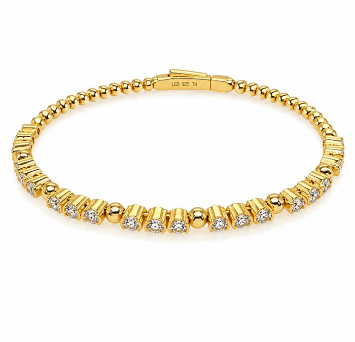 2.12 Ctw Lab Grown Diamond Flex Bangle in 925 Yellow Gold Plated
