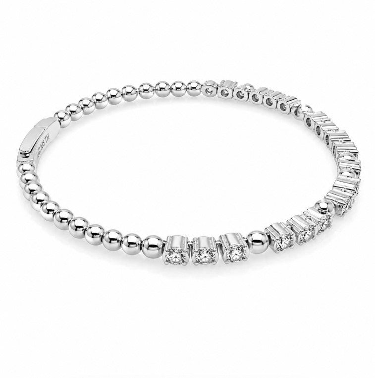 2.12 Ctw Lab Grown Diamond Flex Bangle in 925 Platinum Plated