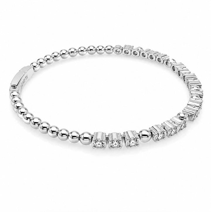 2.12 Ctw Lab Grown Diamond Flex Bangle in 925 Platinum Plated