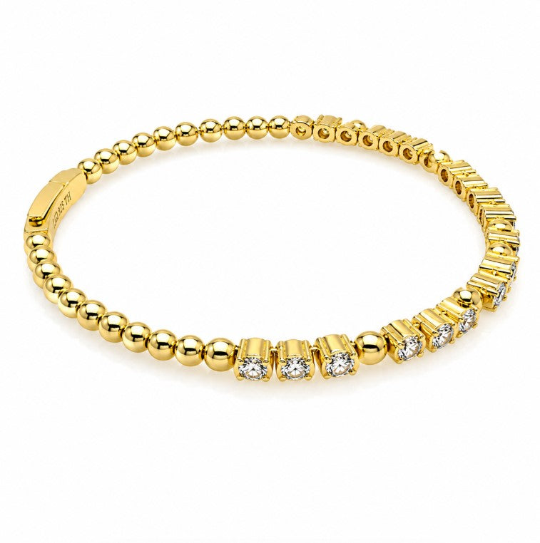 2.12 Ctw Lab Grown Diamond Flex Bangle in 925 Yellow Gold Plated