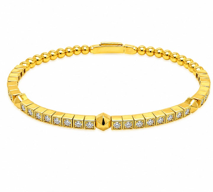 2.12 Ctw Lab Grown Diamond Flex Bangle in 925 Yellow Gold Plated