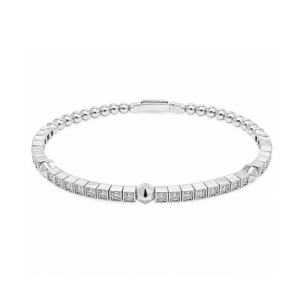 1.10 Ctw Lab Grown Diamond Flex Bangle in 925 Platinum Plated