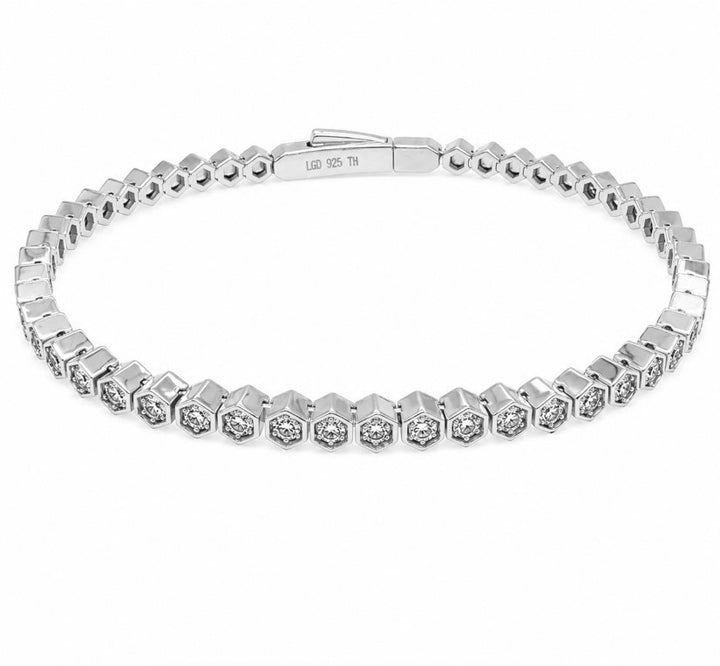 1.07 Ctw Lab Grown Diamond Flex Bangle in 925 Platinum Plated