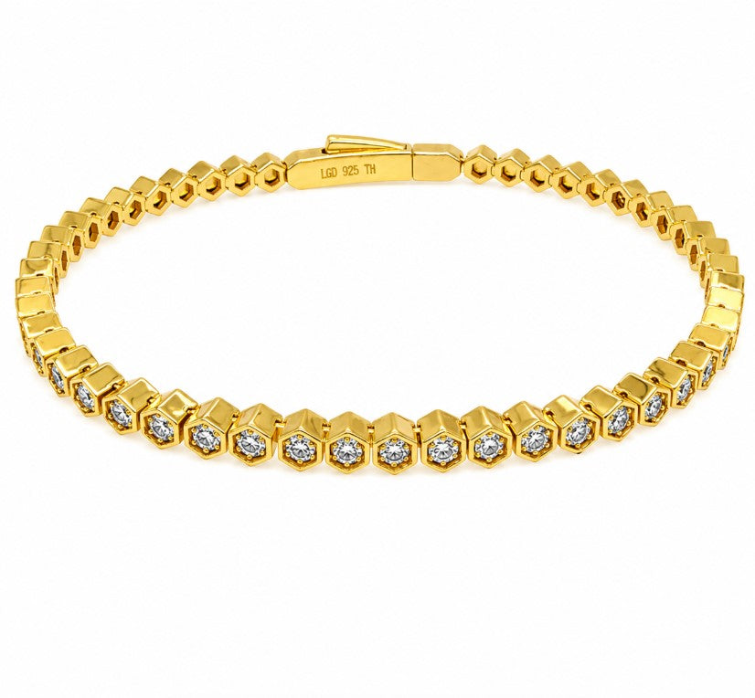 1.07 Ctw Lab Grown Diamond Flex Bangle in 925 Yellow Gold Plated
