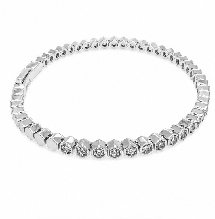 1.07 Ctw Lab Grown Diamond Flex Bangle in 925 Platinum Plated