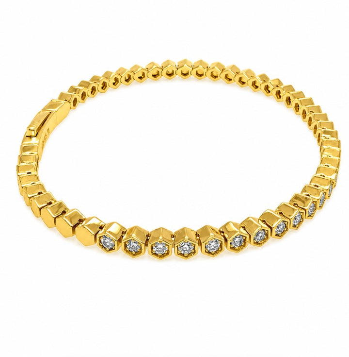 1.07 Ctw Lab Grown Diamond Flex Bangle in 925 Yellow Gold Plated
