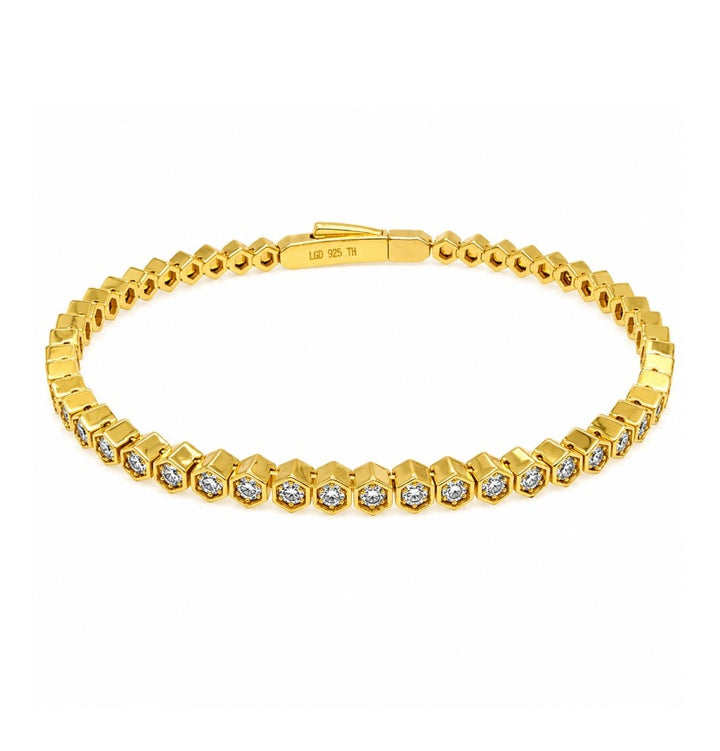 1.07 Ctw Lab Grown Diamond Flex Bangle in 925 Yellow Gold Plated