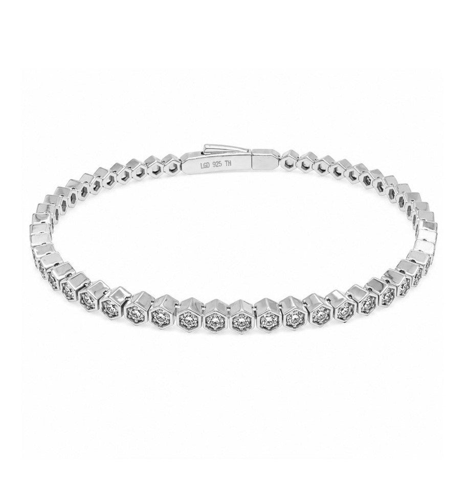 1.07 Ctw Lab Grown Diamond Flex Bangle in 925 Platinum Plated