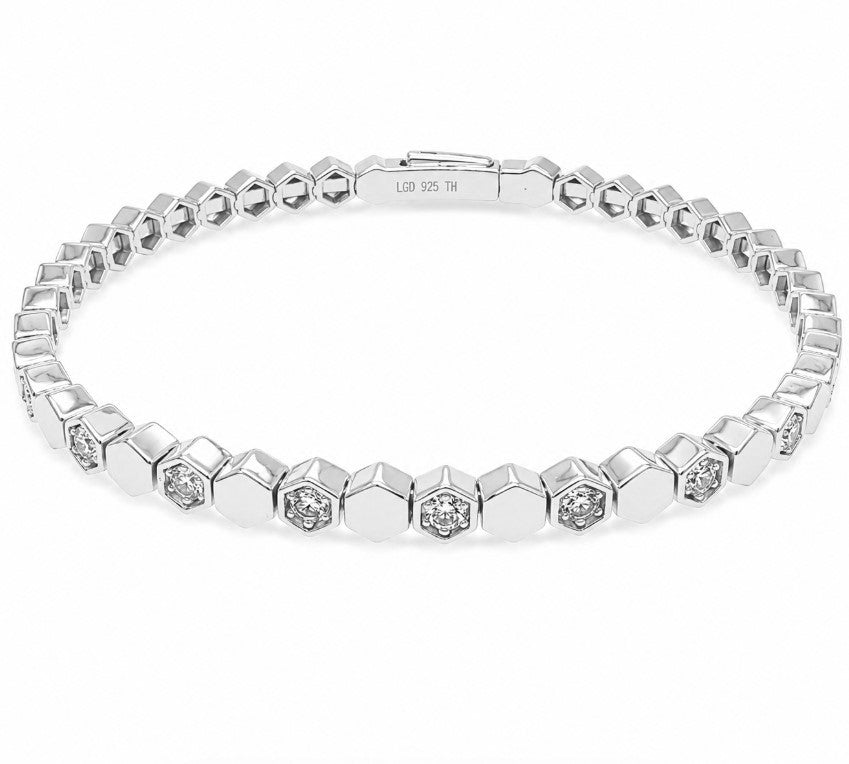 0.81 Ctw Lab Grown Diamond Flex Bangle in 925 Platinum Plated
