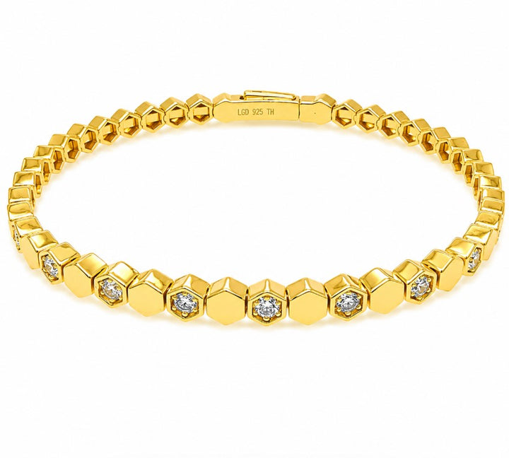 0.81 Ctw Lab Grown Diamond Flex Bangle in 925 Yellow Gold Plated