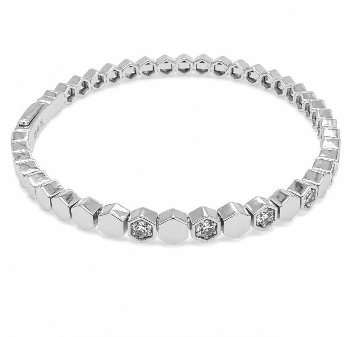 0.81 Ctw Lab Grown Diamond Flex Bangle in 925 Platinum Plated