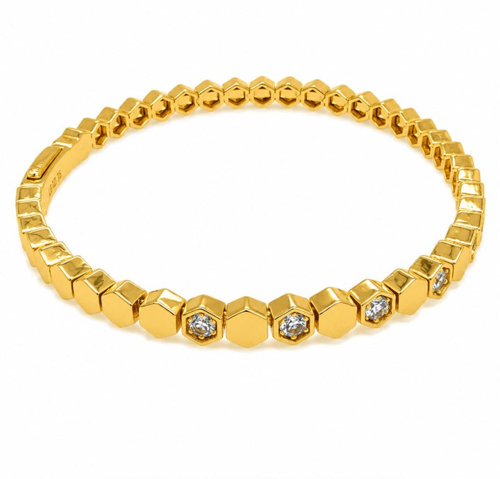 0.81 Ctw Lab Grown Diamond Flex Bangle in 925 Yellow Gold Plated