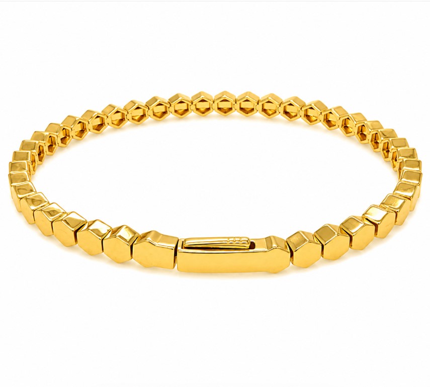 0.81 Ctw Lab Grown Diamond Flex Bangle in 925 Yellow Gold Plated