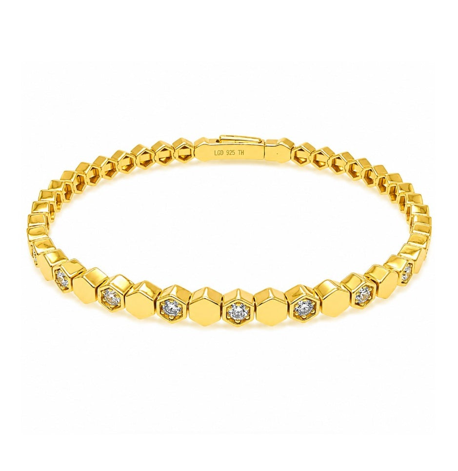 0.81 Ctw Lab Grown Diamond Flex Bangle in 925 Yellow Gold Plated