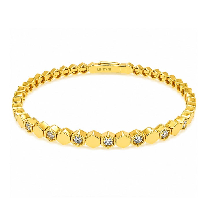0.81 Ctw Lab Grown Diamond Flex Bangle in 925 Yellow Gold Plated