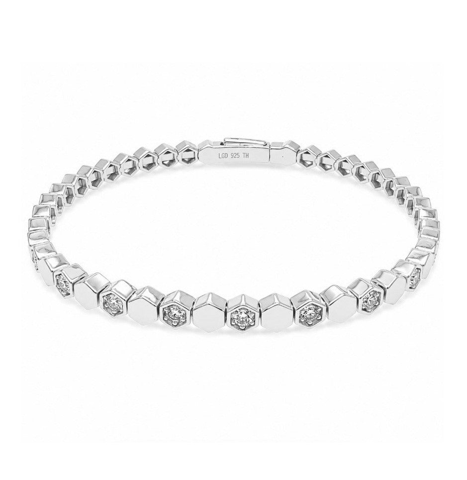 0.81 Ctw Lab Grown Diamond Flex Bangle in 925 Platinum Plated