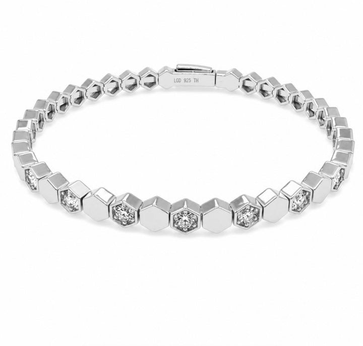 0.97 Ctw Lab Grown Diamond Flex Bangle in 925 Platinum Plated
