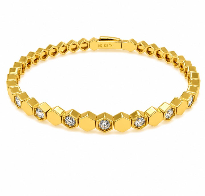 0.97 Ctw Lab Grown Diamond Flex Bangle in 925 Yellow Gold Plated