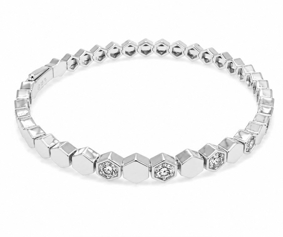 0.97 Ctw Lab Grown Diamond Flex Bangle in 925 Platinum Plated