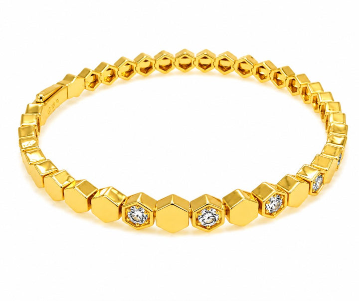 0.97 Ctw Lab Grown Diamond Flex Bangle in 925 Yellow Gold Plated