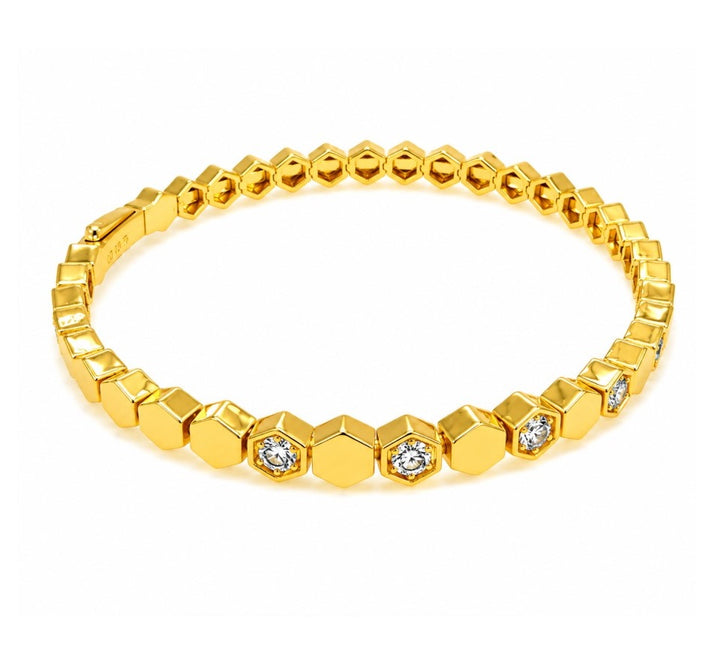 0.97 Ctw Lab Grown Diamond Flex Bangle in 925 Yellow Gold Plated