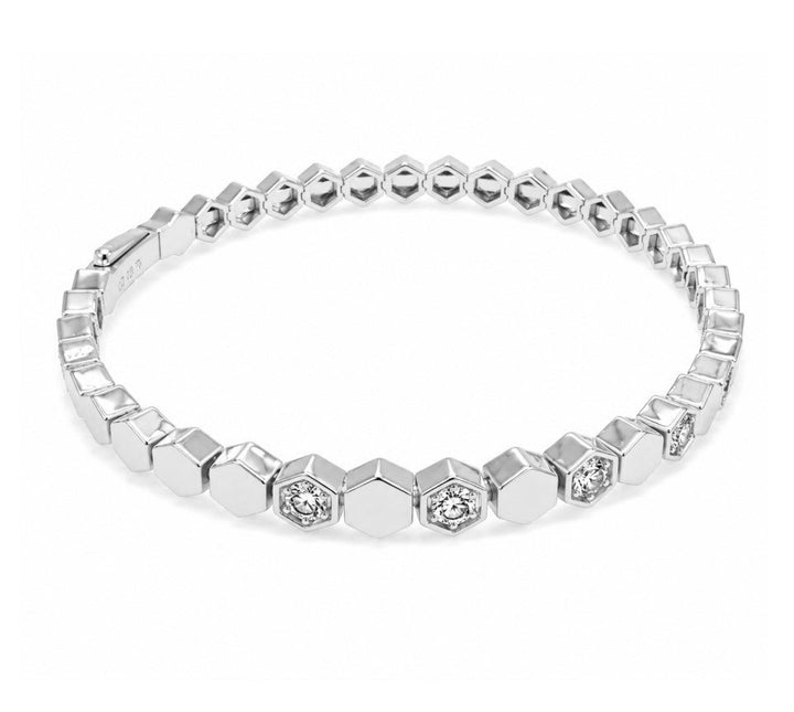 0.97 Ctw Lab Grown Diamond Flex Bangle in 925 Platinum Plated
