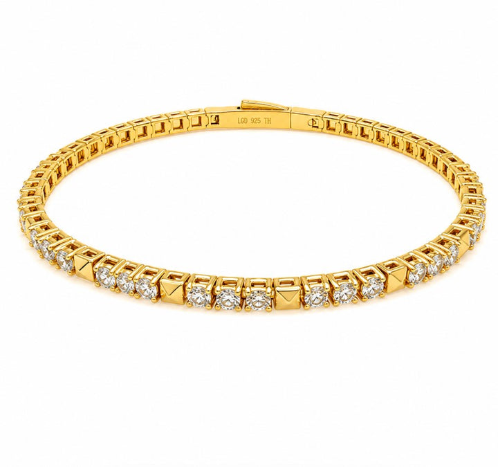 2.45 Ctw Lab Grown Diamond Flex Bangle in 925 Yellow Gold Plated