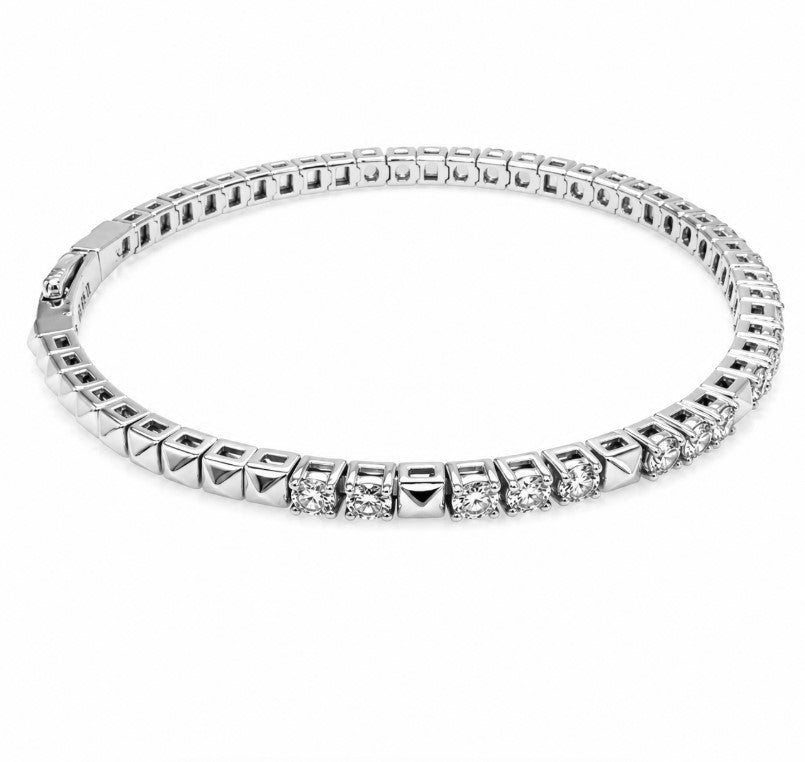 2.45 Ctw Lab Grown Diamond Flex Bangle in 925 Platinum Plated