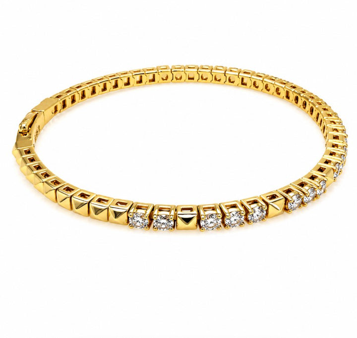 2.45 Ctw Lab Grown Diamond Flex Bangle in 925 Yellow Gold Plated