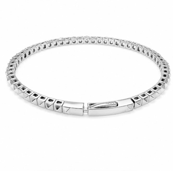 2.45 Ctw Lab Grown Diamond Flex Bangle in 925 Platinum Plated
