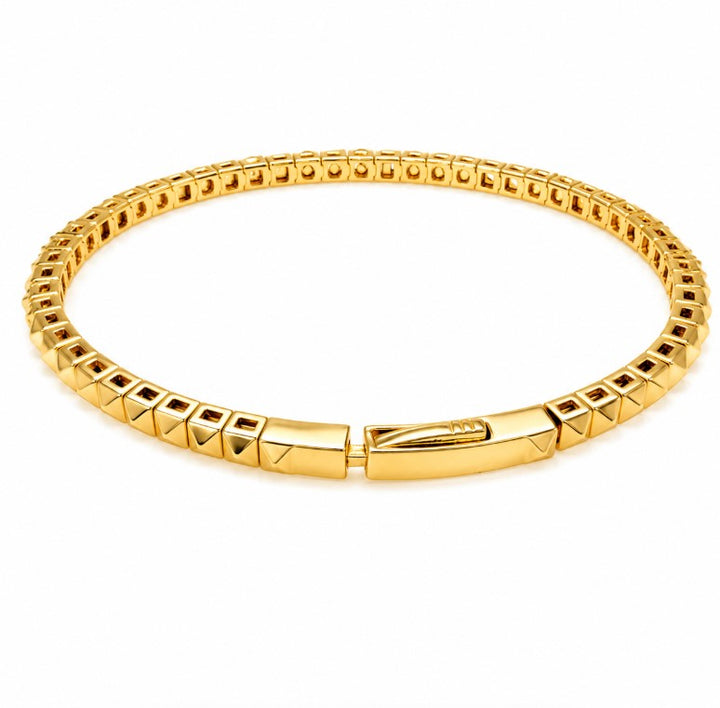 2.45 Ctw Lab Grown Diamond Flex Bangle in 925 Yellow Gold Plated