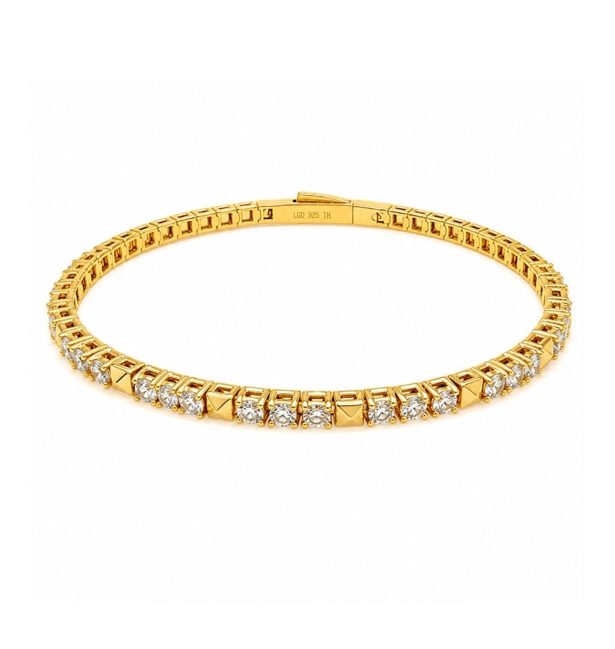 2.45 Ctw Lab Grown Diamond Flex Bangle in 925 Yellow Gold Plated