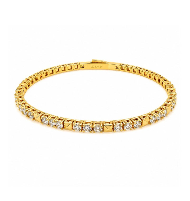 2.45 Ctw Lab Grown Diamond Flex Bangle in 925 Yellow Gold Plated