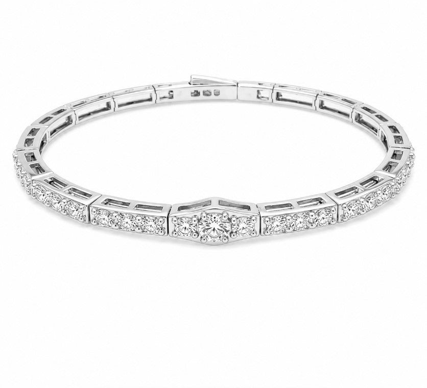 2.78 Ctw Lab Grown Diamond Flex Bangle in 925 Platinum Plated