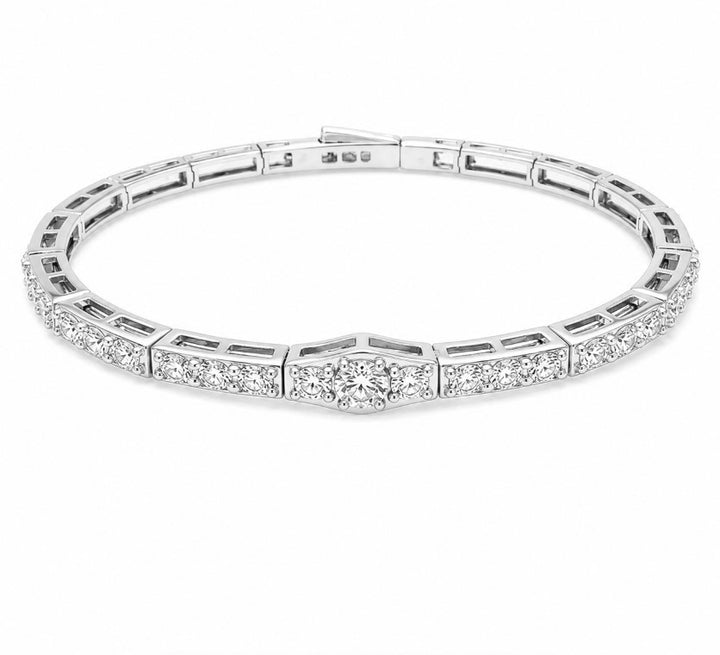 2.78 Ctw Lab Grown Diamond Flex Bangle in 925 Platinum Plated