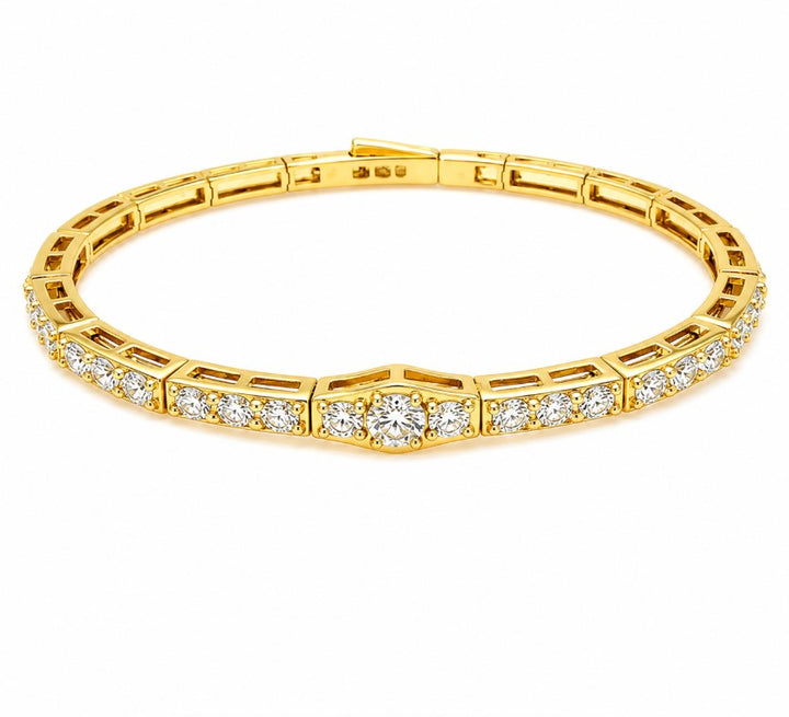 2.45 Ctw Lab Grown Diamond Flex Bangle in 925 Yellow Gold Plated