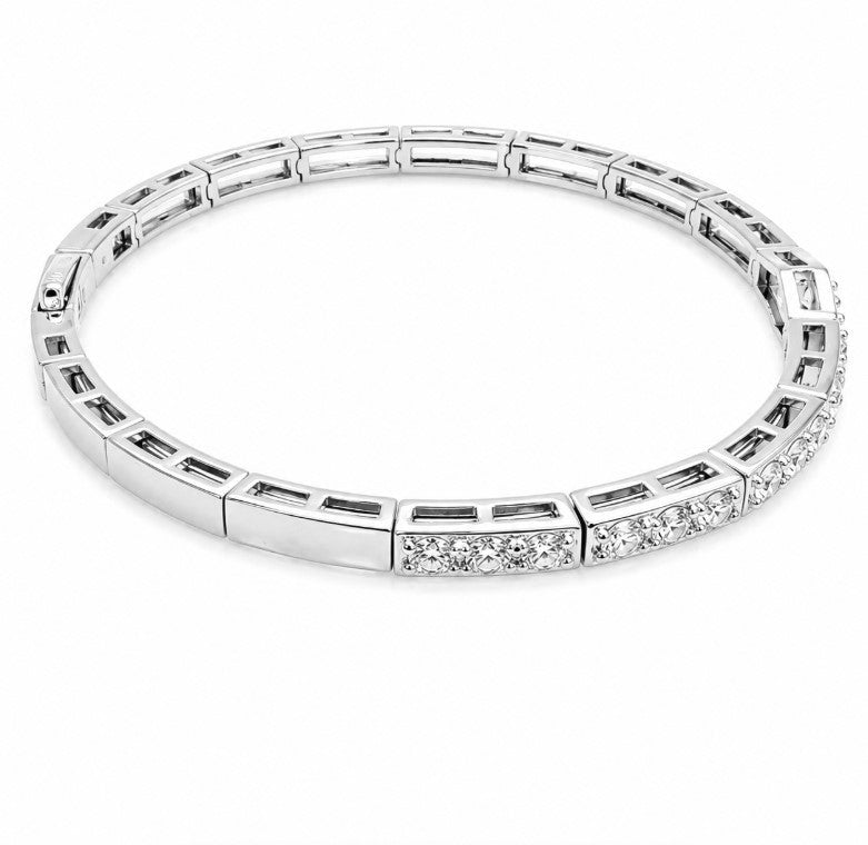 2.78 Ctw Lab Grown Diamond Flex Bangle in 925 Platinum Plated