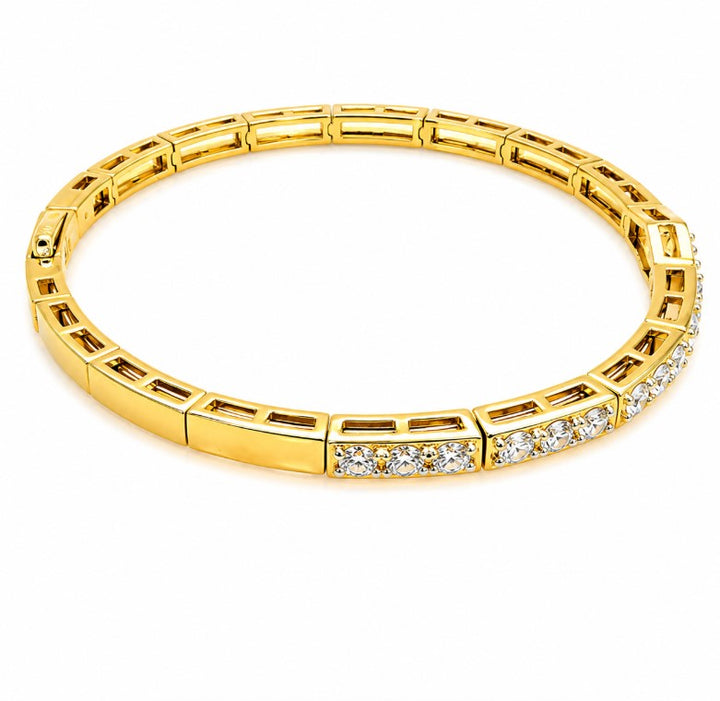2.45 Ctw Lab Grown Diamond Flex Bangle in 925 Yellow Gold Plated