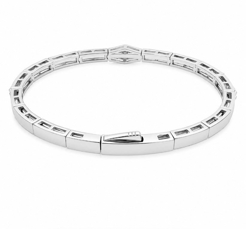 2.78 Ctw Lab Grown Diamond Flex Bangle in 925 Platinum Plated
