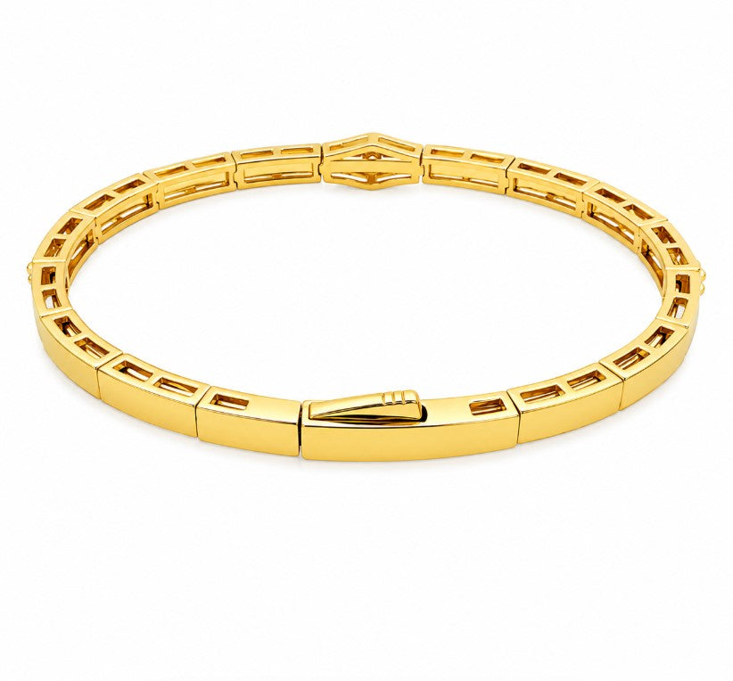 2.45 Ctw Lab Grown Diamond Flex Bangle in 925 Yellow Gold Plated