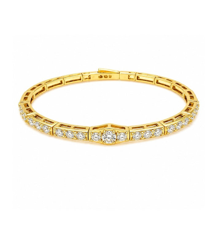 2.45 Ctw Lab Grown Diamond Flex Bangle in 925 Yellow Gold Plated