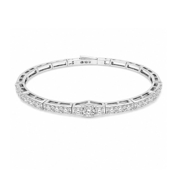 2.78 Ctw Lab Grown Diamond Flex Bangle in 925 Platinum Plated