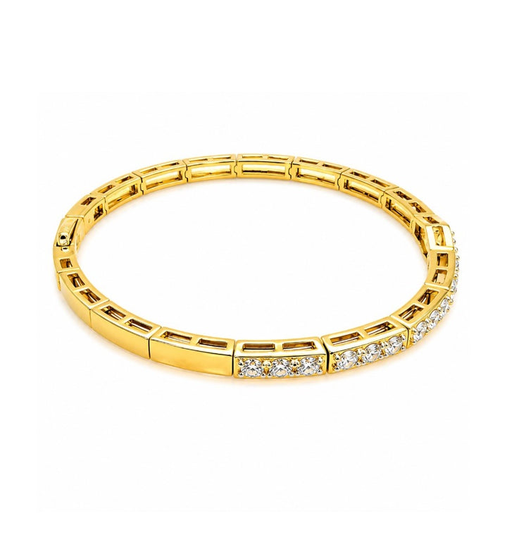 2.45 Ctw Lab Grown Diamond Flex Bangle in 925 Yellow Gold Plated