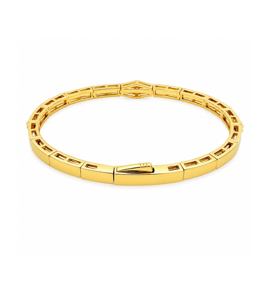 2.45 Ctw Lab Grown Diamond Flex Bangle in 925 Yellow Gold Plated